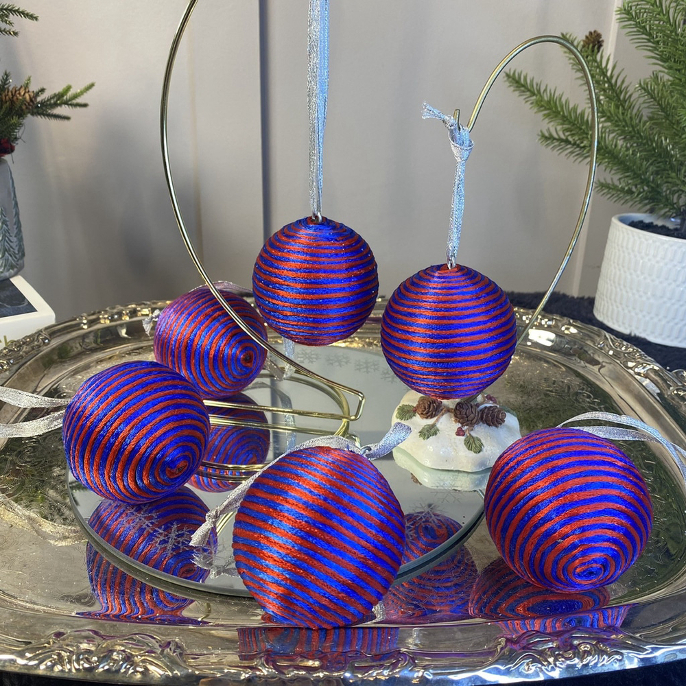 Handmade Yarn Christmas Balls Decorative Xmas Hanging Decors Christmas 6 PCs
